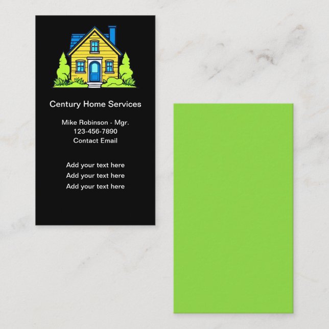 Modern Trendy Home Services Colorful Business Card (Front/Back)
