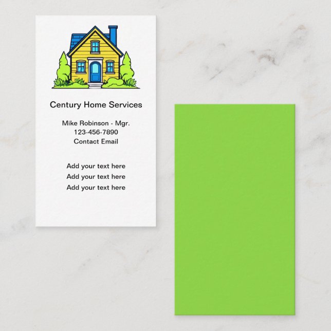 Modern Trendy Home Services Colorful Business Card (Front/Back)