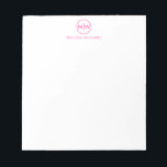 Modern Trendy Hot Pink Circle Two Monogram Initial Notepad<br><div class="desc">Personalized Circle Two Monogram Initials Notepad</div>