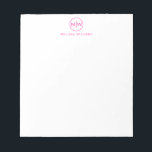 Modern Trendy Hot Pink Circle Two Monogram Initial Notepad<br><div class="desc">Personalized Circle Two Monogram Initials Notepad</div>