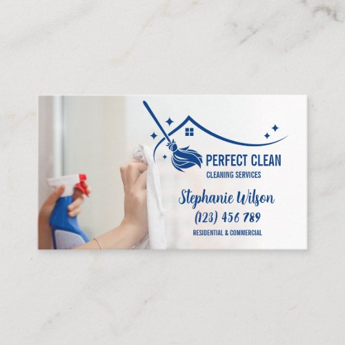 Modern Trendy House Cleaning Maid Janitorial Business Card