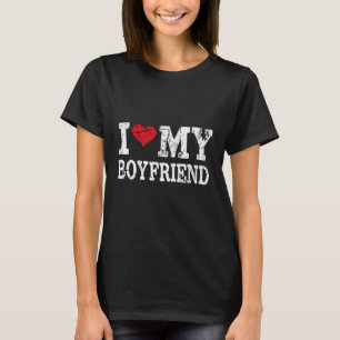 Modern Trendy i love my boyfriend Red Heart        T-Shirt