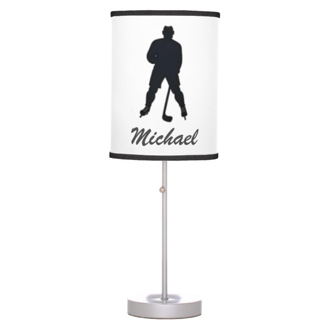 Modern Trendy Ice Hockey Player Personalized       Table Lamp (Front)