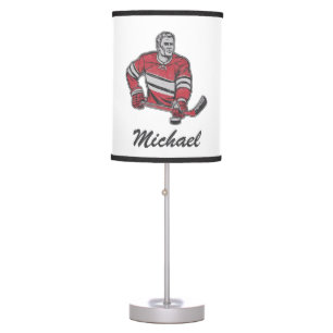 Modern Trendy Ice Hockey Player Personalized       Table Lamp
