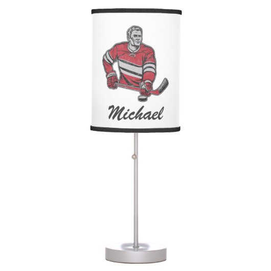 Modern Trendy Ice Hockey Player Personalized       Table Lamp (Front)