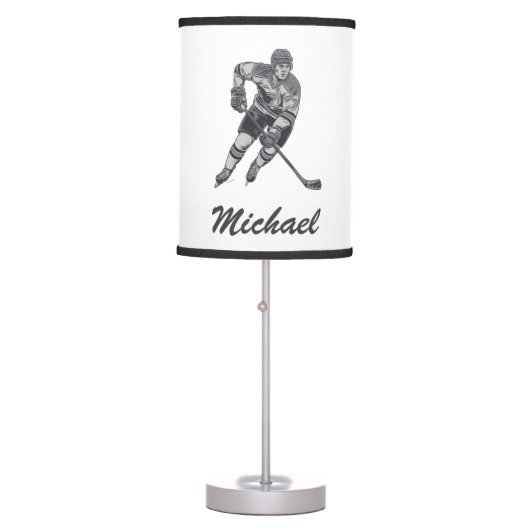 Modern Trendy Ice Hockey Player Personalized       Table Lamp (Front)