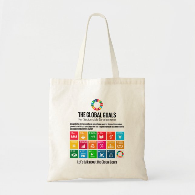 Modern Trendy Inspirational Sustainability Goals Tote Bag (Front)