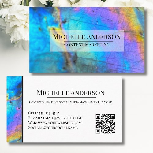 Modern Trendy Labradorite Crystal Colorful Stone Business Card