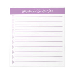 Modern Trendy Lavender One Column Checklist Notepad