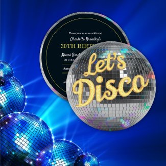 Modern Trendy Let's Disco Ball Birthday Party