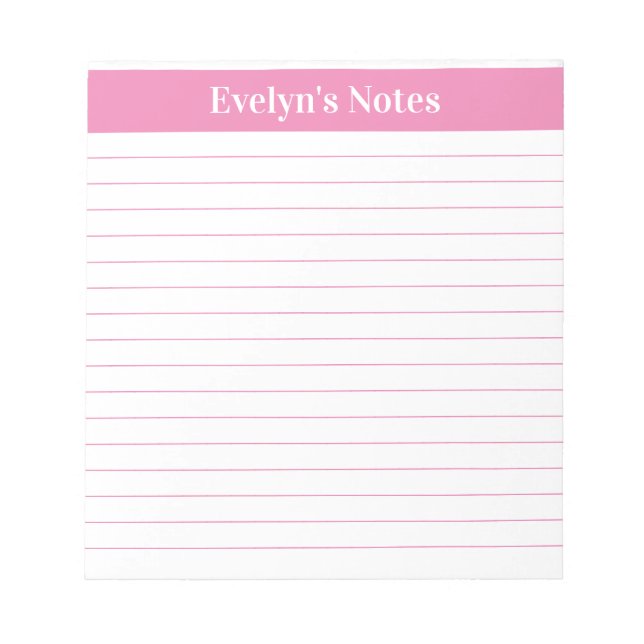 Modern Trendy Light Pink Script Large Print Notepad (Front)