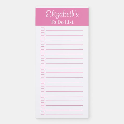 Modern Trendy Light Pink To Do Checklist Magnetic Notepad