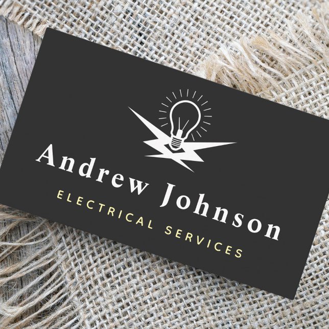 Modern Trendy Lightbulb Electrical Light Services Business Card (Creator Uploaded)