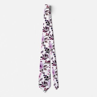 Modern Trendy Lilac Modern Pretty Floral Pattern Neck Tie