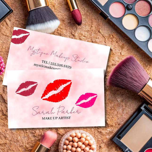 modern trendy lips beauty make up artist  business card (Creator Uploaded)