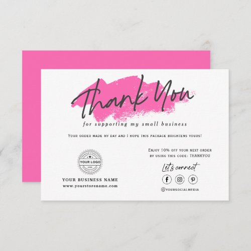 Modern trendy logo branding small business thank y thank you card