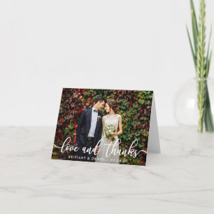 Modern Trendy Love and Thanks Wedding Note Letterpress Thank You Card