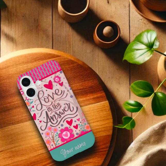 Modern Trendy Love Quote Hearts Inspirivity Name Case-Mate iPhone Case (Creator Uploaded)