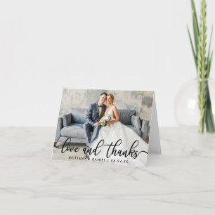 Modern Trendy Love Thanks Wedding Note Letterpress Thank You Card
