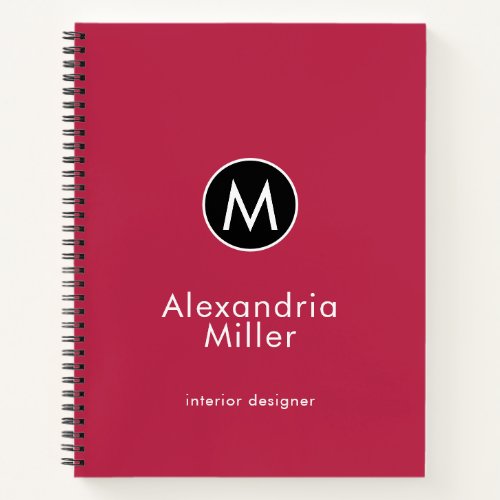 Modern Trendy Magenta Monogram Notebook