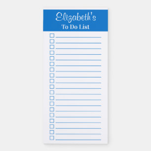 Modern Trendy Medium Blue To Do Checklist Magnetic Notepad