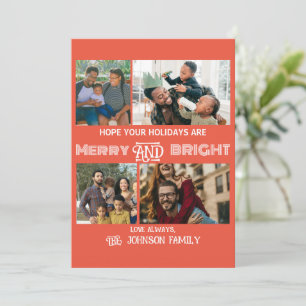Modern trendy Merry and Bright Family Photo Holiday Card