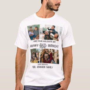 Modern trendy Merry and Bright Family Photo T-Shirt