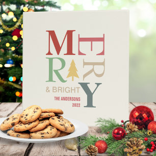 Modern Trendy Merry And Bright Minimalist Colorful 3 Ring Binder