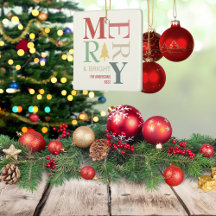 Modern Trendy Merry And Bright Minimalist Colorful