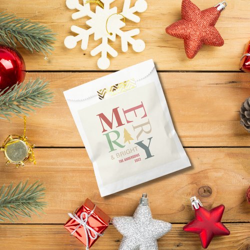 Modern Trendy Merry And Bright Minimalist Colorful Favor Bag