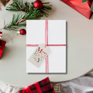 Modern Trendy Merry And Bright Minimalist Colorful Gift Tags