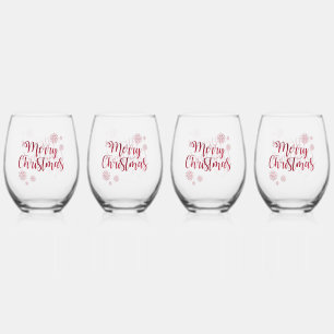 Modern Trendy Merry Christmas Minimalist Stemless Wine Glass