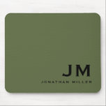 Modern Trendy Minimal Monogram Olive Mouse Pad<br><div class="desc">A minimalist monogram design with large typography initials in a classic block typography with your name below. This professional mousepad is perfect for home,  office or personalized gift.</div>