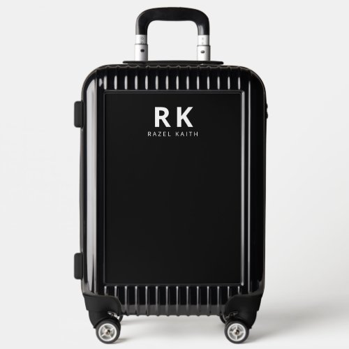 Modern Trendy Minimalist Black Two Monogram Luggage