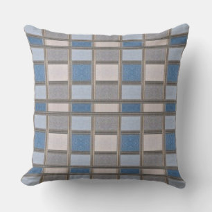 Modern Trendy Minimalist Blue Gray Print Throw Pillow