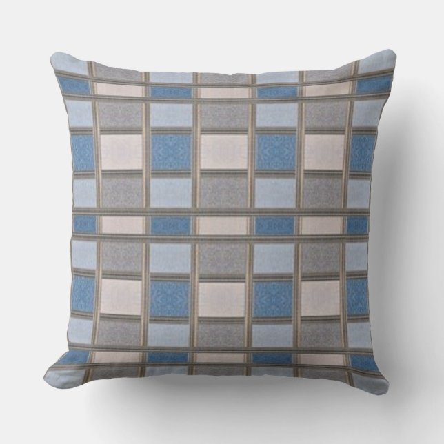 Modern Trendy Minimalist Blue Gray Print Throw Pillow (Front)