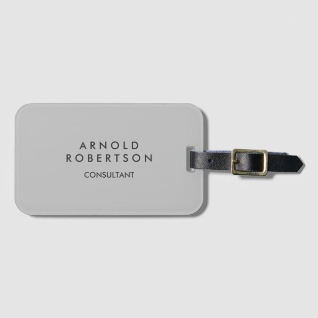 Modern Trendy Minimalist Grey Name Tag (Front Horizontal)