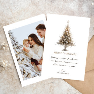 Modern Trendy Minimalist Merry Christmas Photo Holiday Card