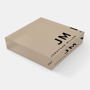 Modern Trendy Minimalist Monogram Paperweight