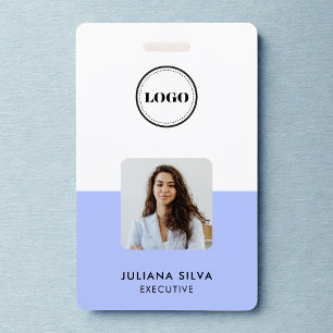 Modern Trendy Minimalist Photo   Purple ID Card Badge
