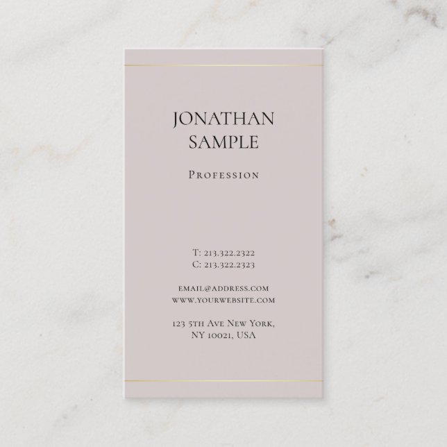 Modern Trendy Minimalistic Design Classy Plain Business Card (Front)