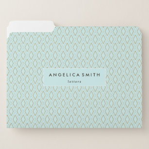 Modern Trendy Mint Green Gold Geometric Pattern File Folder