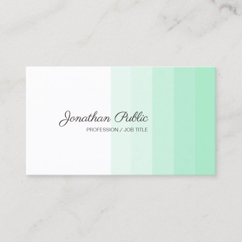 Modern Trendy Mint Green White Handwritten Script Business Card
