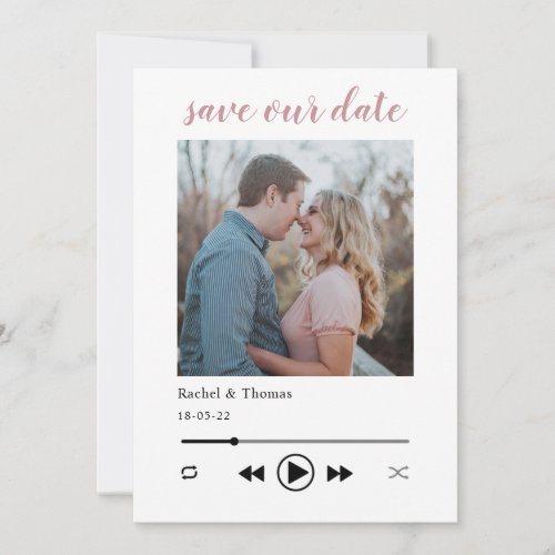 modern trendy music player couple photo wedding  save the date