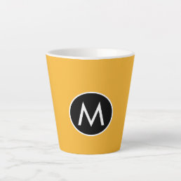 Modern Trendy Mustard Yellow Black Monogram Latte Mug