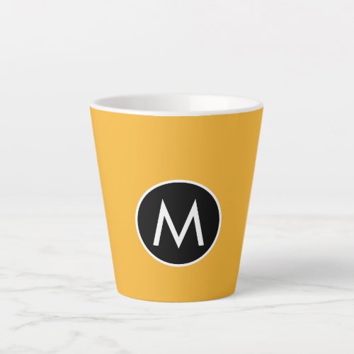 Modern Trendy Mustard Yellow Black Monogram Latte Mug