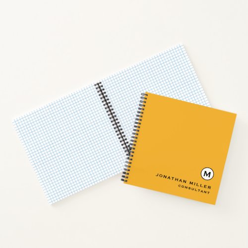 Modern Trendy Mustard Yellow Monogram Graph Paper Notebook