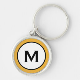 Modern Trendy Mustard Yellow Monogram Keychain