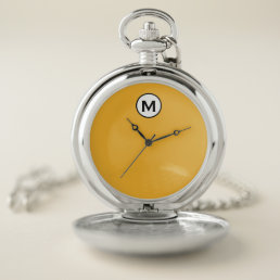 Modern Trendy Mustard Yellow Monogram Pocket Watch