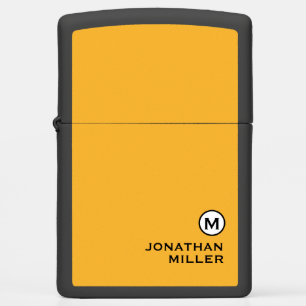 Modern Trendy Mustard Yellow Monogram Zippo Lighter